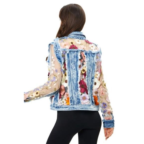 NWT - ADORE Denim Lace Jacket with Floral Embroidery - Picture 6 of 6